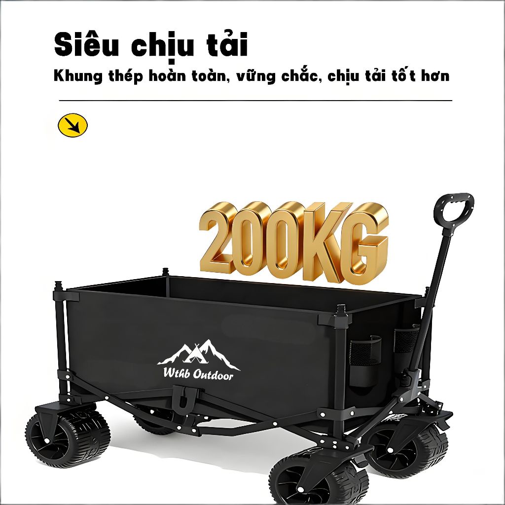 Xe kéo gấp gọn đa năng 300kg – Xe hàng đi chợ, cắm trại, dùng gia đình – Siêu gọn nhẹ