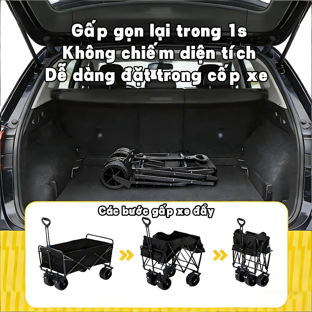 Xe kéo gấp gọn đa năng 300kg – Xe hàng đi chợ, cắm trại, dùng gia đình – Siêu gọn nhẹ