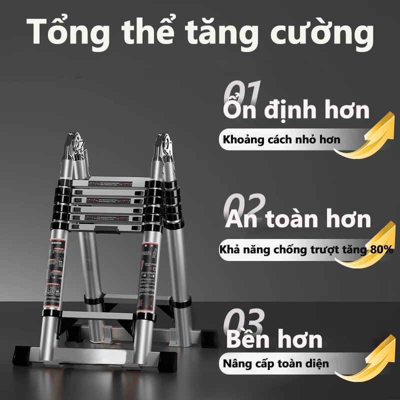 Thang Rút Nhôm Inox Chữ A Chữ I Nhập Khẩu Thang Rút Đôi Đơn Chất Liệu Nhôm Inox Cao 3.4M 4.2M 5M 5.8M