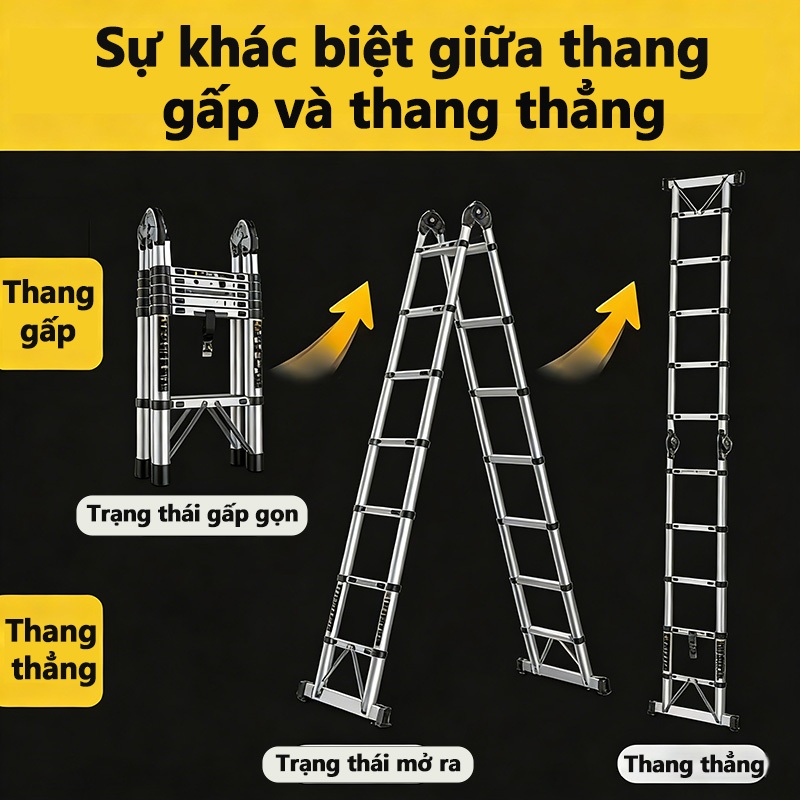 Thang Rút Nhôm Inox Chữ A Chữ I Nhập Khẩu Thang Rút Đôi Đơn Chất Liệu Nhôm Inox Cao 3.4M 4.2M 5M 5.8M