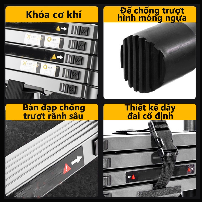 Thang Rút Nhôm Inox Chữ A Chữ I Nhập Khẩu Thang Rút Đôi Đơn Chất Liệu Nhôm Inox Cao 3.4M 4.2M 5M 5.8M