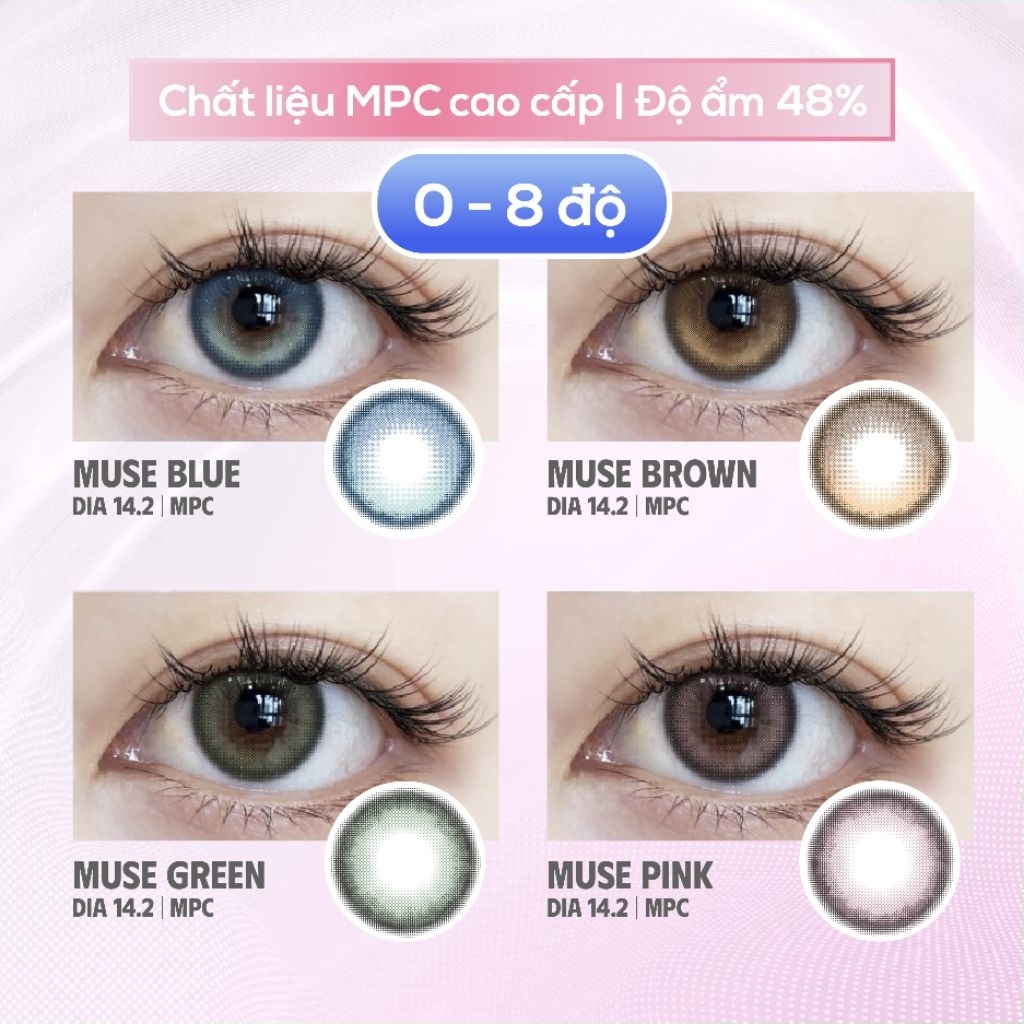SLENS - Lens 1 NGÀY (1 CHIẾC) MUSE blue/brown/green/pink MPC - Kính áp tròng Hàn quốc Seoullens