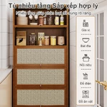 Tủ Đựng Đồ Tủ Bếp Tủ Sách Kệ Bếp Đa Năng Lưu Trữ Đa Tầng Cửa Mây Tre Đan Cổ Điển Chống Nấm Mốc — ảnh 7