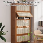 Tủ Đựng Đồ Tủ Bếp Tủ Sách Kệ Bếp Đa Năng Lưu Trữ Đa Tầng Cửa Mây Tre Đan Cổ Điển Chống Nấm Mốc — ảnh 6