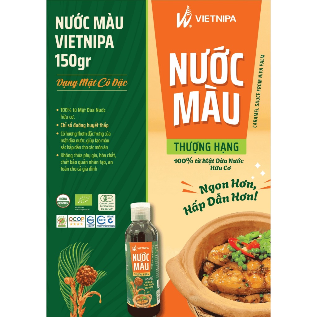 Nước Màu Dừa Hữu Cơ VIETNIPA Dùng Ướp Thịt, Cá