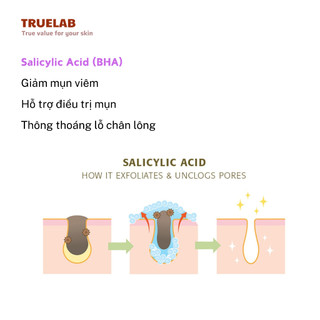 [100ml] Toner True BHA Solution 2% Salicylic Acid Giúp Giảm Mụn Viêm Mụn Đầu Đen Sợi Bã Nhờn Thông Thoáng True Lab