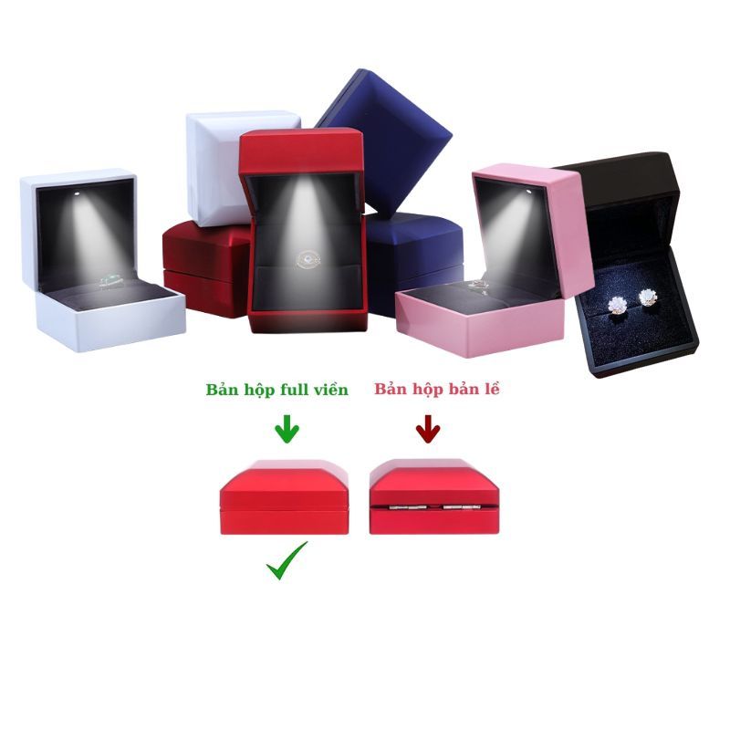 Hộp đựng trang sức có đèn led LUNA JSP hộp đựng dây chuyên in LOGO hộp nhẫn có đèn hộp nhẫn cưới