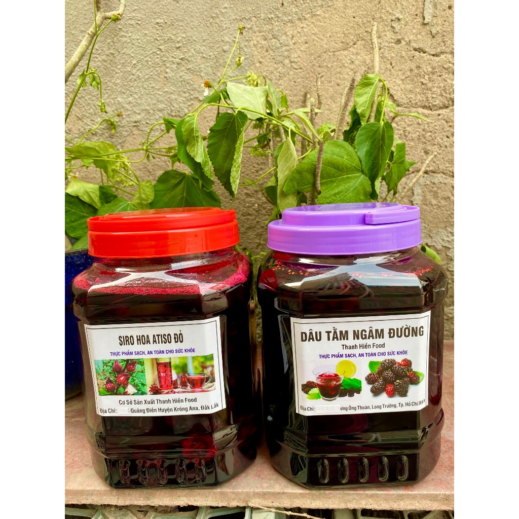 Combo dâu tằm ngâm đường 1 kg và siro astiso đỏ  1kg, sản phẩm của Thanh Hiền food chính hãng.