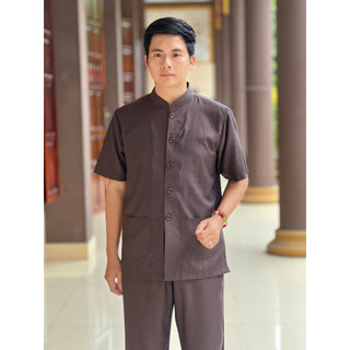 LTụ Nam Tay Ngắn Nút Nhựa Vải ẤnĐộ Cao Cấp Nam # Đồ Bộ Nam Đi Chùa