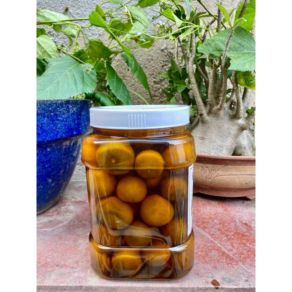 Sấu ngâm đường phèn hủ 5 kg, Sâu ngâm vị chua ngọt, quả giòn.