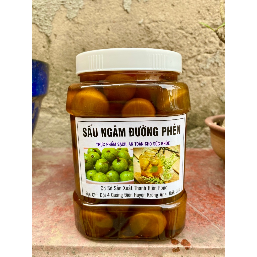 Sấu ngâm đường phèn hủ 5 kg, Sâu ngâm vị chua ngọt, quả giòn.