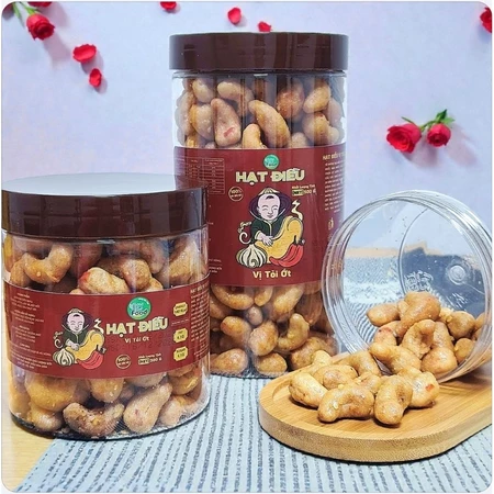 Hạt Điều Tỏi Ớt Cao Cấp – Hạt Điều Rang Giòn Tan, Cay Thơm Đậm Vị, Snack Ngon Làm Quà Tặng, Hũ 150g/300g/500g