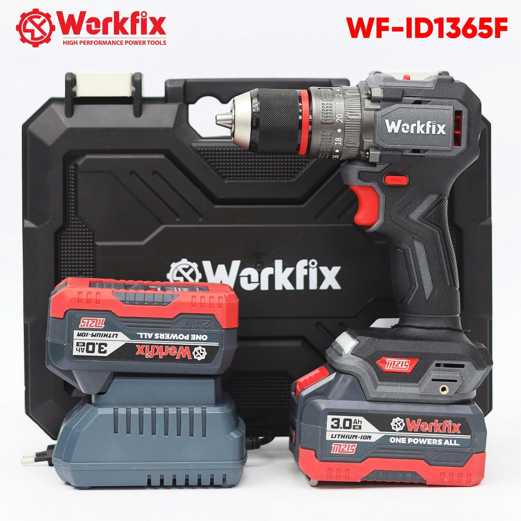 Máy Khoan Pin 21V Workfix WF-ID1365F Không Chổi Than – 65Nm – Khoan Búa Vặn Vít – 2 Cấp Tốc Độ – Đầu Kẹp 13mm