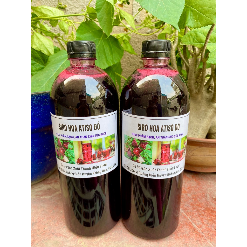 2 chai Siro hoa Atiso đỏ ( không kèm hoa), nước cốt Hoa Atiso đỏ ngâm đường phèn.