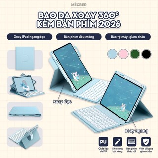 [New 2026] Bao da iPad kèm bàn phím Xoay cố định - Case Keyboard 360 by Meober dành cho Gen 8/9/10 Air4/5/6 Pro11