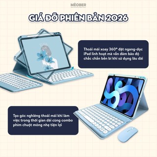 [New 2026] Bao da iPad kèm bàn phím Xoay cố định - Case Keyboard 360 by Meober dành cho Gen 8/9/10 Air4/5/6 Pro11