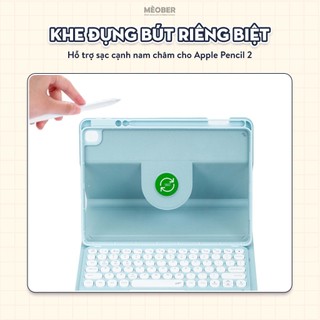 [New 2026] Bao da iPad kèm bàn phím Xoay cố định - Case Keyboard 360 by Meober dành cho Gen 8/9/10 Air4/5/6 Pro11
