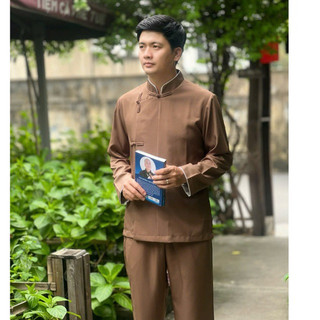 LTụ Nam 4Nút Linen Gân Cao Cấp # Đồ Lam Đi Chùa