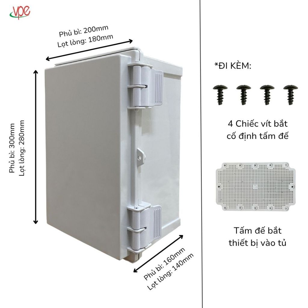 Vỏ tủ điện nhựa ABS 200x300x160 - Sử dụng ngoài trời trong nhà hiệu quả