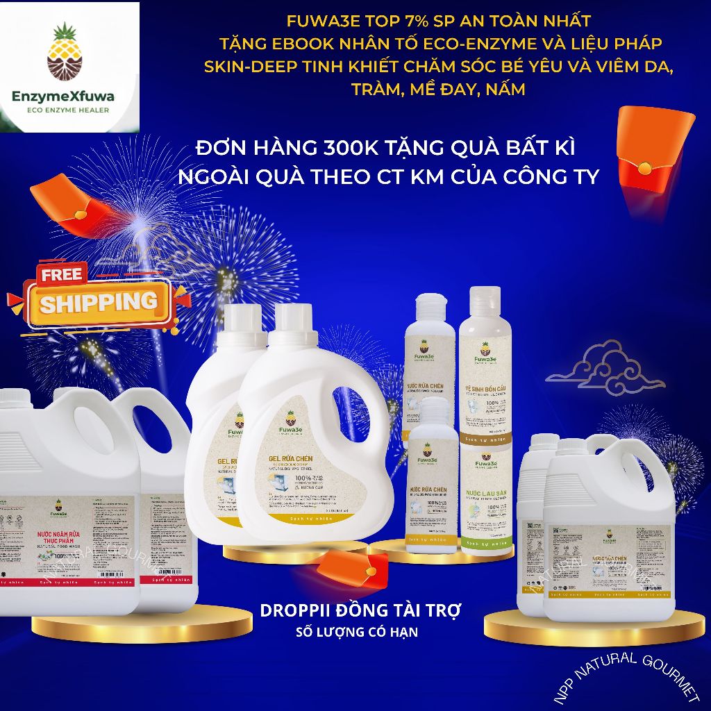 MUA1TANG1 Nước giặt Fuwa3e Enzyme đuổi muỗi, giải pháp cho viêm da và da nhạy cảm