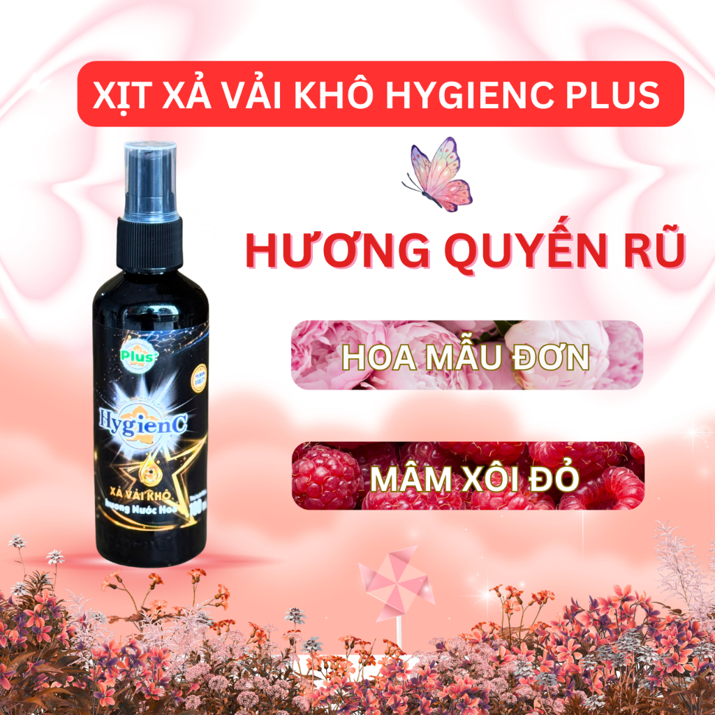 Combo 10 Chai Xịt Xả Thơm Vải HygienC 100 ML/ Chai Tiện Lợi (5 Hương Mẫu Đơn + 5 Hương Hoa Hồng)