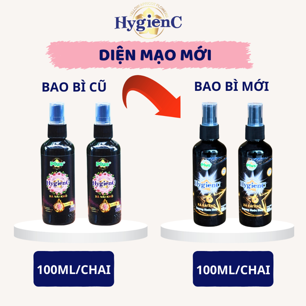 Combo 2 Chai Xịt Thơm Vải HygienC Plus 100 ML/Chai (1 Hương Hoa Hồng + 1 Hương Hoa Mẫu Đơn)