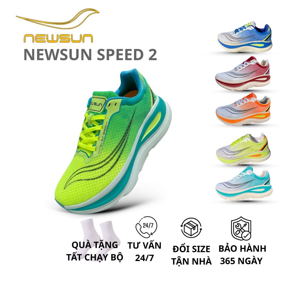 Giày Chạy Bộ NewSun Speed – Lưới Thoáng Khí, Đệm Êm SCF EVA, Đế Cao Su Bám Đường, Hỗ Trợ Chạy Dài