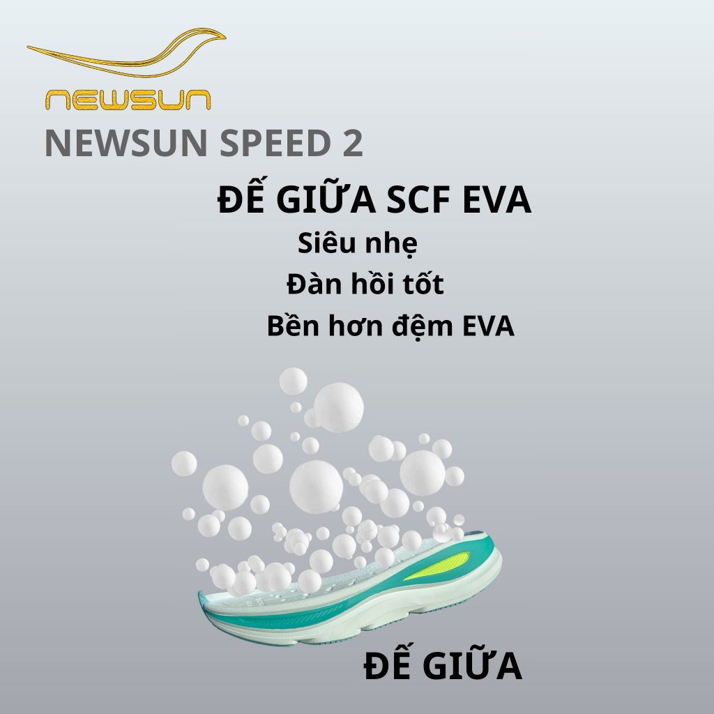 Giày Chạy Bộ NewSun Speed – Lưới Thoáng Khí, Đệm Êm SCF EVA, Đế Cao Su Bám Đường, Hỗ Trợ Chạy Dài