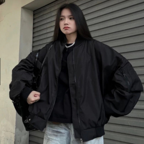 Áo Khoác Bomber Gió Khoá Tay Bản Trơn Gió Lì 2 Lớp Chống Nắng Chống Gió ,Chống Tia UV Siêu Bền