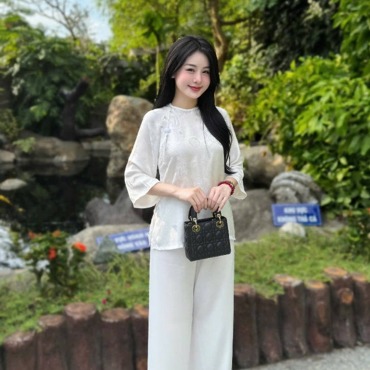 MÃ ÁO LẺ Đồ lam đi chùa nữ bọ pháp phục cổ tết tà vuông kèm charm mặc đi lễ chùa thanh lịch quý phái