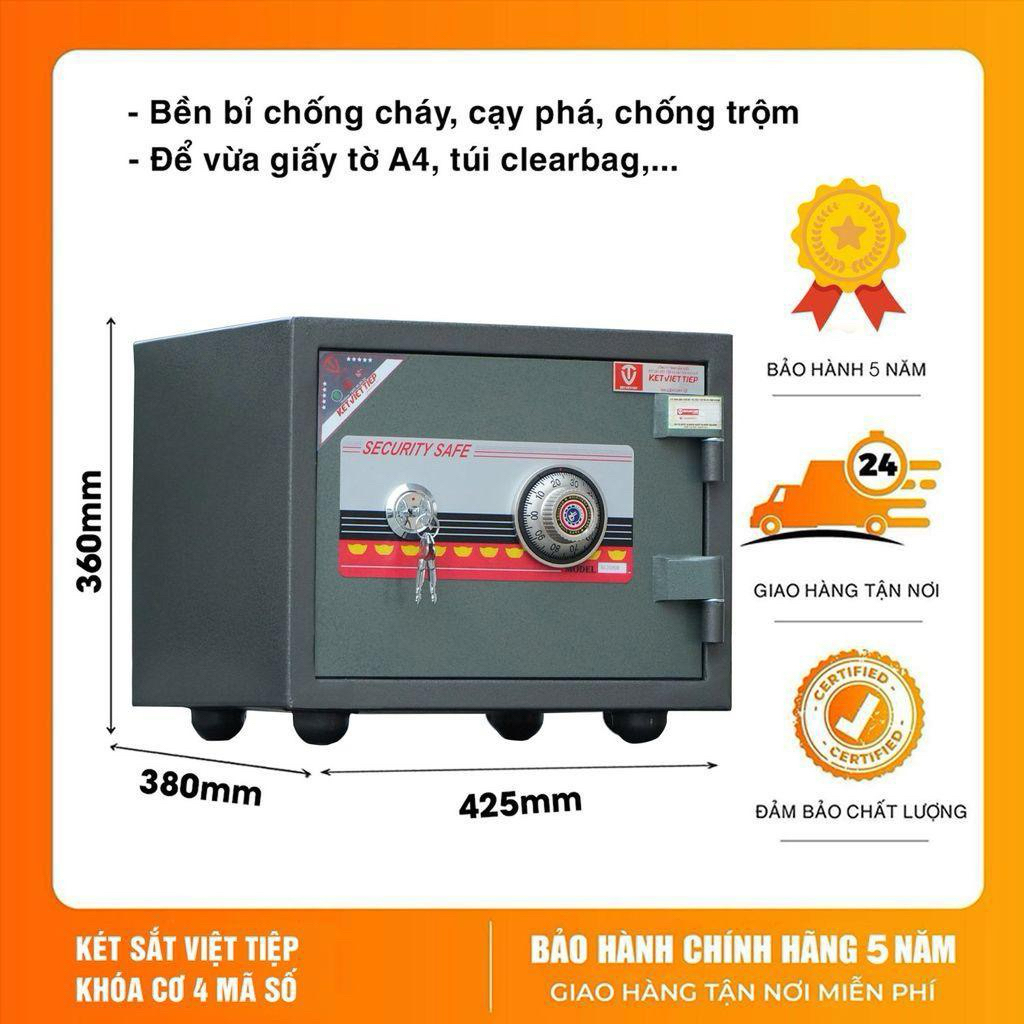 Két Sắt Việt Tiệp K29N Công Đức Khóa Cơ Khoét Nóc Có Khe Thả Tiền Chuẩn Phong Thủy 35kg (bảo hành 5 năm)