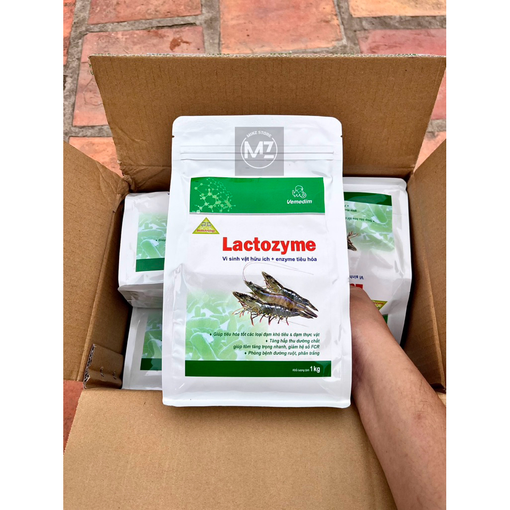 Vemedim LACTOZYME tôm, vi sinh hỗ trợ hệ tiêu hóa và hấp thu dưỡng chất cho tôm, túi zip (1kg)