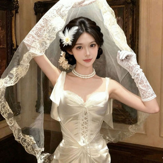 SẴN KHĂN voan trùm đầu cô dâu hóa trang - lúp trơn họa tiết viền hoa thêu phụ kiện cưới costume