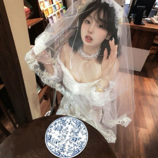 SẴN KHĂN voan trùm đầu cô dâu hóa trang - lúp trơn họa tiết viền hoa thêu phụ kiện cưới costume