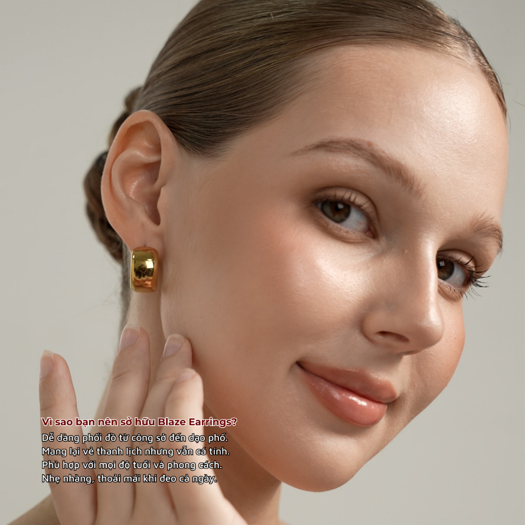 Khuyên tai nữ mạ vàng, bông tai titan BLAZE EARRINGS Lộc Tụ Các kiểu dáng tinh tế, điểm nhấn cho mọi outfits KT004.