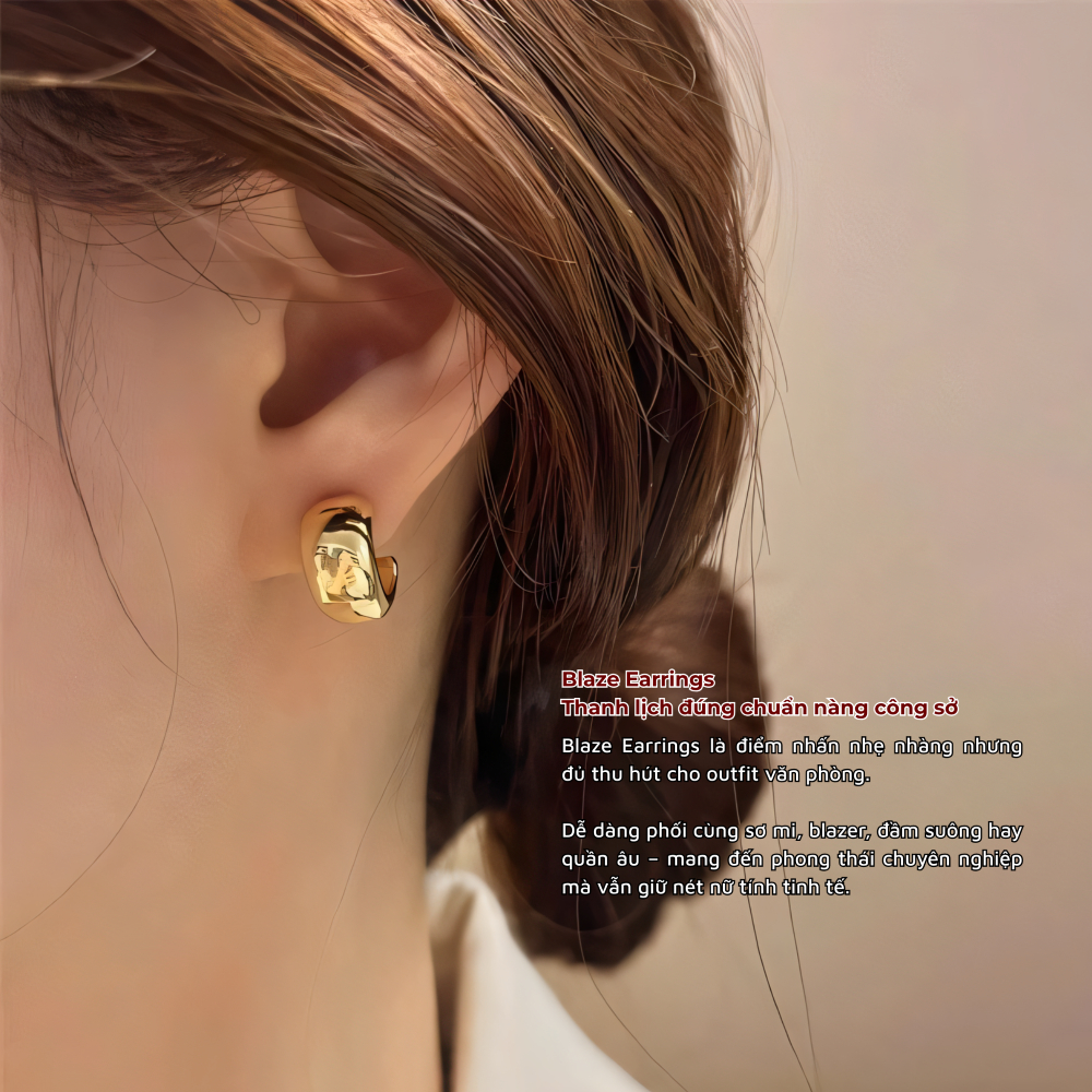 Khuyên tai nữ mạ vàng, bông tai titan BLAZE EARRINGS Lộc Tụ Các kiểu dáng tinh tế, điểm nhấn cho mọi outfits KT004.