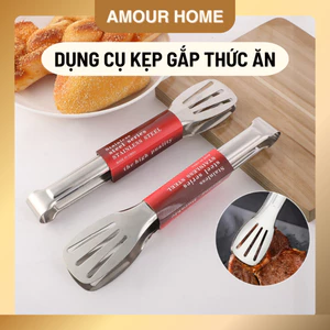 Kẹp thịt nướng BBQ thép không gỉ, chống trơn trượt, chịu nhiệt tốt, phù hợp gia đình, BBQ, dã ngoại
