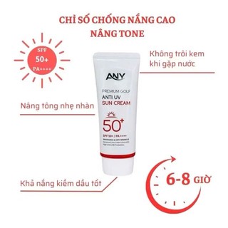 Combo 2 tuýp Kem Chống Nắng Any Hàn Quốc 60ml Premium Golf Anti UV SPF 50+ ( Nâng tông, trắng da, không bết)