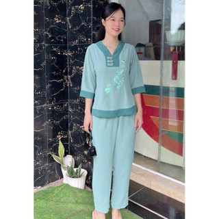 Đũi Y Hoa SaLa Vải Đũi Nữ # Đồ Lam Đi Chùa
