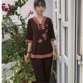 Đũi Y Hoa SaLa Vải Đũi Nữ # Đồ Lam Đi Chùa