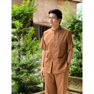 LTụ Nam Tay Ngắn Nút Nhựa Vải ẤnĐộ Cao Cấp Nam # Đồ Bộ Nam Đi Chùa