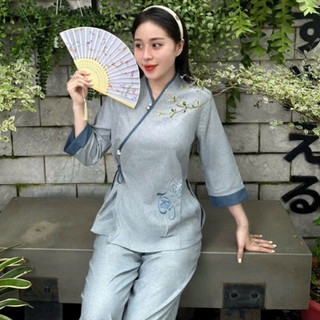 Ngọc Nơ Vải ẤnĐộ Cao Cấp Nữ# Đồ Lam Đi Chùa