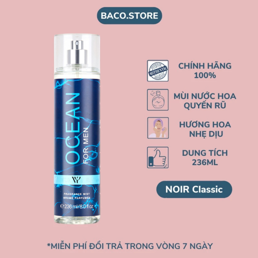 body mist Xịt thơm cho Nam Ocean for Men 236ml Nam Tính, mát mẻ, Sang Trọng