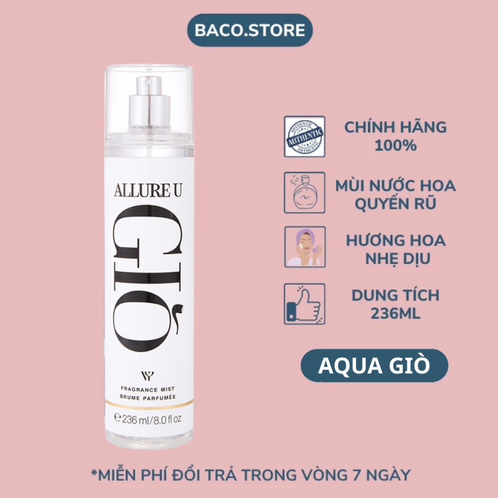body mist, Xịt thơm cho nam Aqua Giò 236ml Sang trọng, lịch lãm
