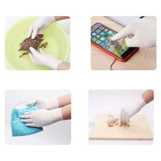 Găng tay cao su trắng không bột đa năng siêu dai Hộp 100 chiếc bao tay y tế hàng loại 1 không bột không kích ứng da tay