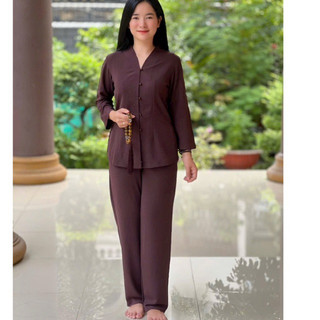 BàLai Đũi Trơn Nữ # NútTròn KhôngThêu# Đồ Lam Đi Chùa