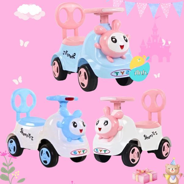 🍓𝑭𝒓𝒆𝒆𝒔𝒉𝒊𝒑 Xe lắc chòi chân chòi thỏ có phát nhạc có đèn vui nhộn màu sắc rực rỡ.