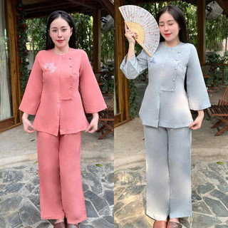 VHò LiNen Gân BồĐề An Cao Cấp Nữ # Cổ Chui # Đồ Lam Đi Chùa
