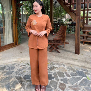 VHò LiNen Gân BồĐề An Cao Cấp Nữ # Cổ Chui # Đồ Lam Đi Chùa