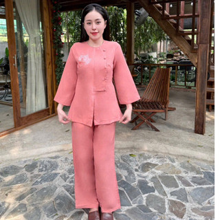 VHò LiNen Gân BồĐề An Cao Cấp Nữ # Cổ Chui # Đồ Lam Đi Chùa